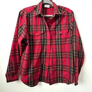Christmas red and green plaid button up shirt